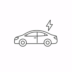 Naklejka premium Electric Car Icon Flat Minimal Sustainable Transport Symbol Isolated on White Background