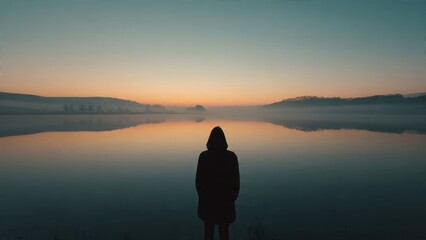 Fototapeta premium Figure at Lake