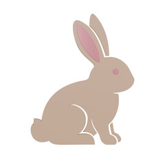 Obraz premium Beige Bunny Silhouette with Pink Ear Flat Design Isolated on Transparent Background