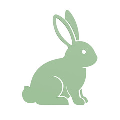 Obraz premium Mint Green Bunny Silhouette Flat Design Isolated on Transparent Background