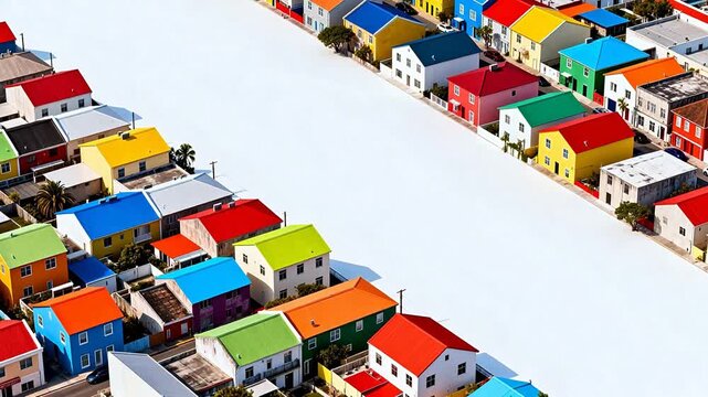 Aerial view of colorful houses