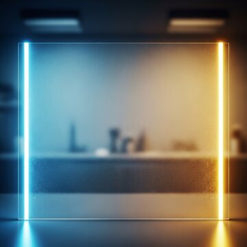 Crystal clear glass barrier emphasizes stringent sanitation protocols and meticulous cleaning standards in commercial environments, clear, reflection, professional