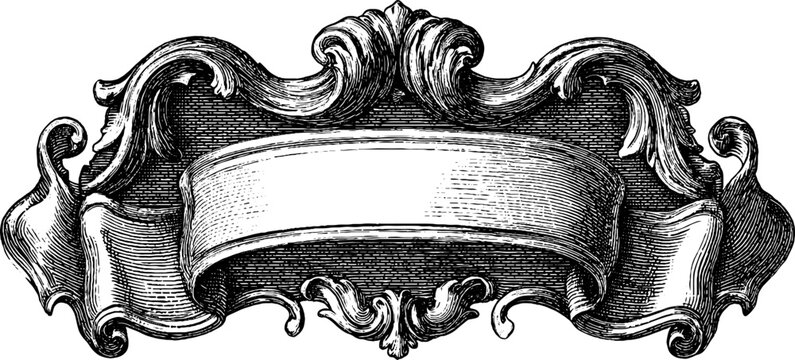 Vintage cartouche banner with folded ribbon design for posters and invitations