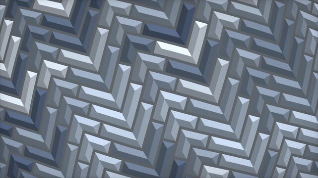 Abstract Geometric Pattern of Metallic Blocks in a Herringbone Design.