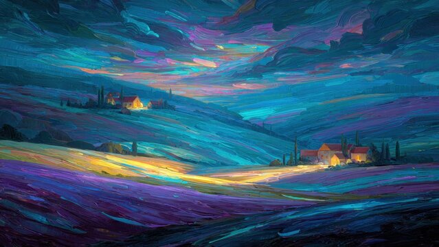 Impressionist rural landscape painting