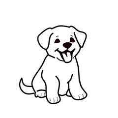 Cute Dog Coloring Book Illustration for Kids