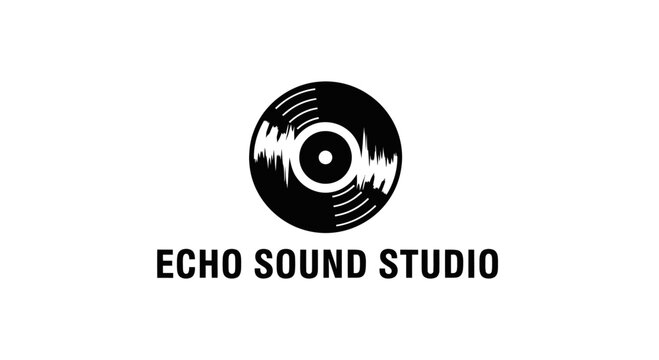 Echo Sound Studio Vinyl Record Logo Design.