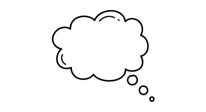 Empty Thought Bubble Outline with Three Dots Indicating Speech or Idea.