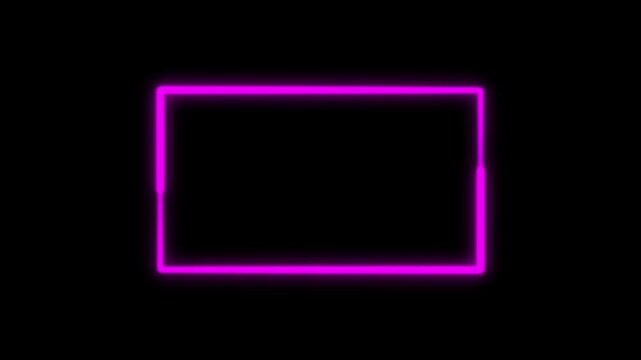 neon electric video frame with glowing purple border and dark center for text or content insertion. neon border frame bckground