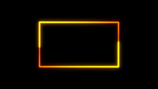 Animated glowing neon for webcam border and face cam overlay on black bckground perfect for streaming, gaming, live video, and digital motion graphic design.