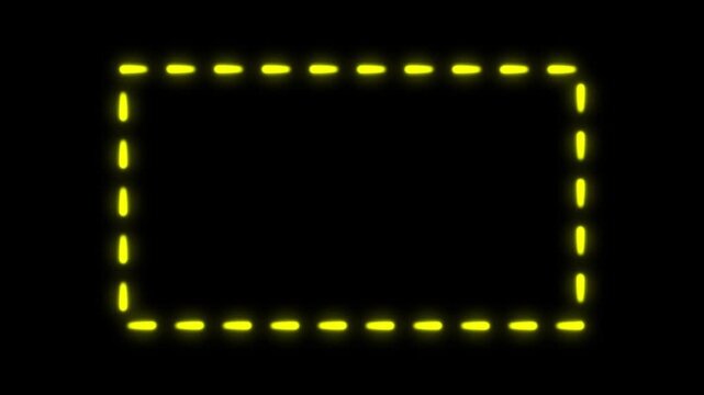 Animated glowing neon for webcam border and face cam overlay on black bckground perfect for streaming, gaming, live video, and digital motion graphic design.