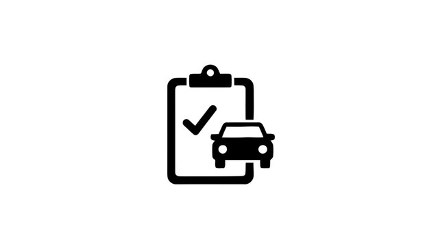 Vector illustration&nbsp;of car inspection checklist clipboard icon with checkmark and vehicle silhouette, automotive service and maintenance concept on a transparent background