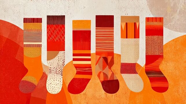 Abstract sock patterns in warm tones