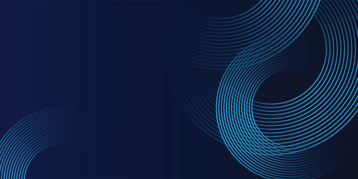 Blue abstract background with glowing circles. Swirl circular lines pattern. Geometric spiral. Twirl element. Modern graphic design.