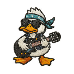 Duck playing guitar batch embroidery design