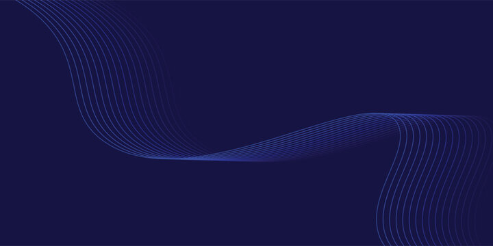 Vector abstract blue background with dynamic blue waves, lines and particles.