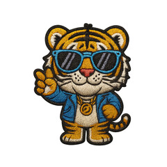 Tiger wear glasses batch embroidery design