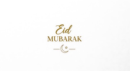 Obraz premium Golden Eid Mubarak text with crescent moon and star symbol