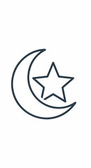 Fototapeta premium Crescent Moon with Star Icon Symbol.