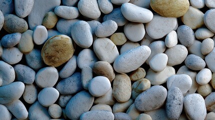Abundance of Smooth Gray and Beige Pebble Stones Filling Frame Under Natural Light