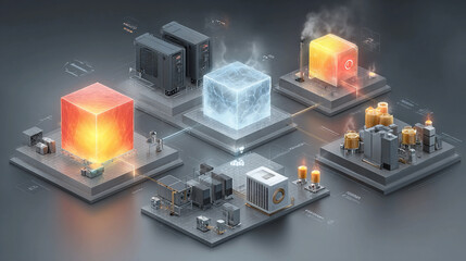 Thermal management systems illustration representing heat regulation energy storage technology background
