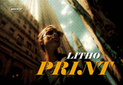 Analog Print Litho Effect Mockup