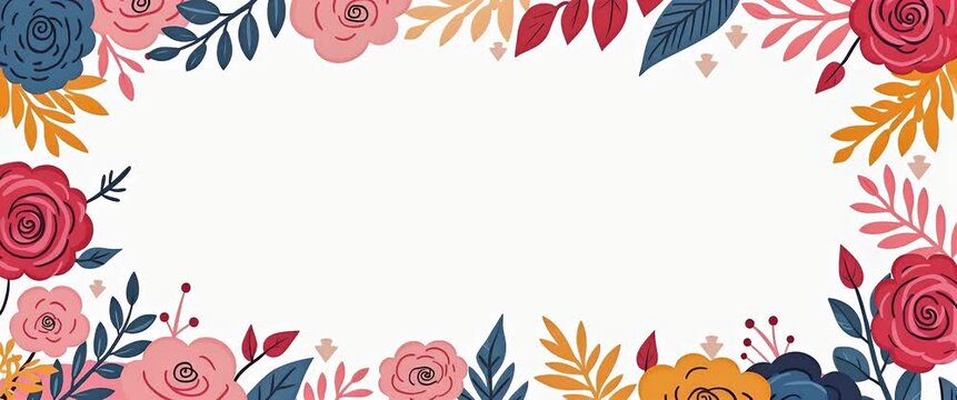 Vibrant floral border sways gently as camera slowly pans across, revealing elegant symmetry; ideal for nature-themed, cinematic video backdrops with ample copy space.