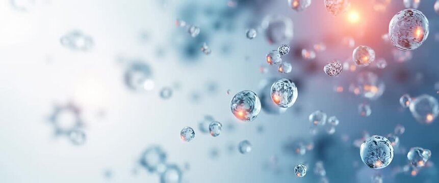 Glistening water droplets gently float in ambient motion as the camera smoothly pans, creating a serene, cinematic atmosphere perfect for wellness and nature-themed visuals.