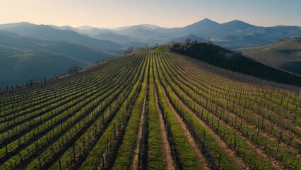 Vineyard on Rolling Hills in Tuscany, Italy