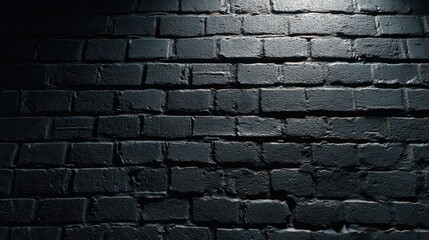Gritty Black Brick Wall Texture with Subtle Lighting Forming Dark Industrial Aesthetic Ideal for Architectural Urban Design Projects