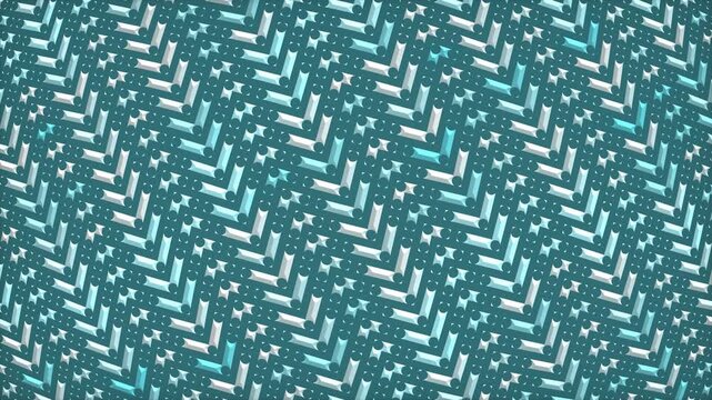 Abstract Herringbone Pattern Animation with Teal and White Colors.