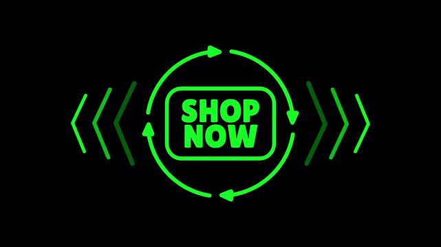shop now neon green glowing circular sales button bright modern promotion animation, shop now circular text modern sales promotion badge used for website landing page online store and advertisment.