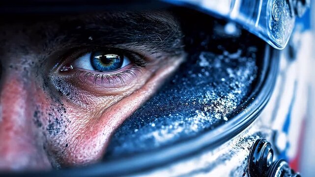 Closeup of a racing drivers eye