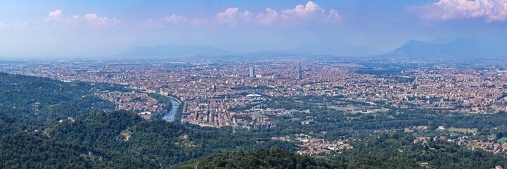 Obraz premium Panoramic aerial view of Turin and Po River - Turin, Italy