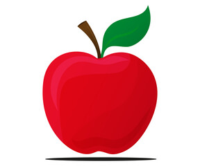Apple delicious fresh fruit hand drawn cartoon, flat illustration isolated on white