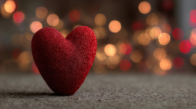 Red Heart Valentine&rsquo;s Day Greeting Card with Bokeh Background