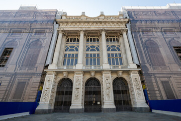 Palazzo Madama Baroque facade under restoration - Turin, Italy