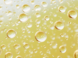 黄色背景に広がる炭酸の泡 テクスチャ素材