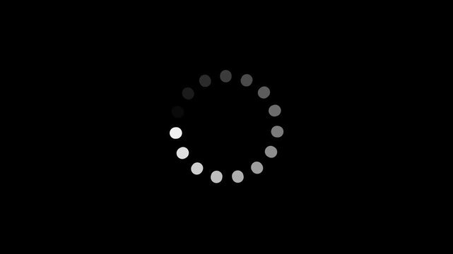 Loading Circle Icon Animation on Black Background. 4K Video Lootable Preloaded.