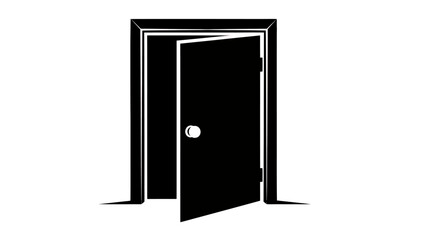 Open doorway with stark black interior and white frame, creating a striking architectural silhouette.