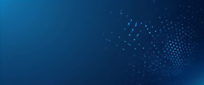 Abstract digital particles gently drift across a deep blue background as the camera slowly pans, creating a serene and cinematic atmosphere perfect for technology or innovation themes.