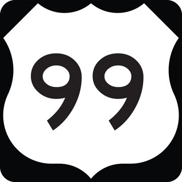 US Route 99 Highway White on Black Shield Badge MUTCD Vector Design Emblem