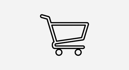 Simple Line Drawing of Shopping Cart.