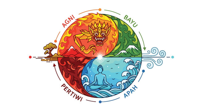 Hindu Elements Circle Symbol Spiritual Representation.