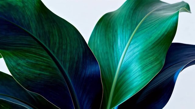 Closeup of vibrant green and blue leaves