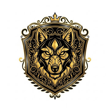 Premium Gold Wolf Shield Emblem