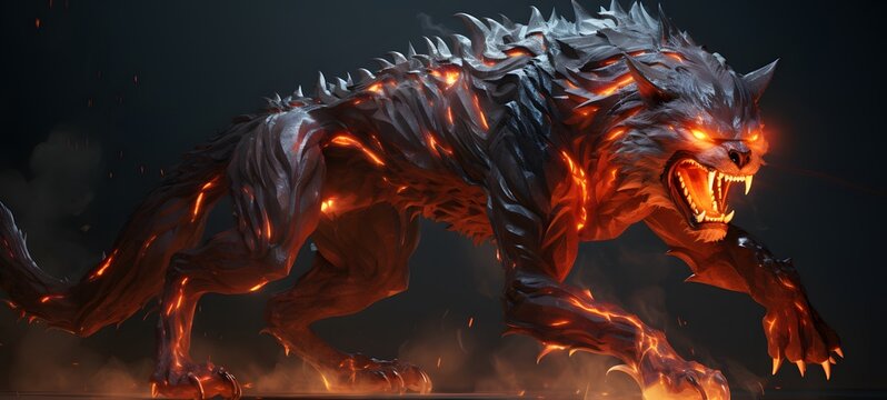 realistic photo of a glossy fenrir ifrit ,generative AI