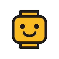 Smiling yellow Lego head icon vector © MdNaiemHossain