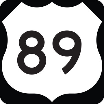 US Route 89 Highway White on Black Shield Badge MUTCD Vector Design Emblem