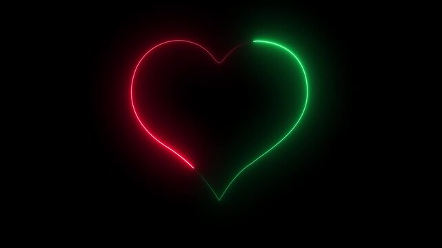 Abstract glowing neon Heart Shape on Black Background for Valentine's Day or Love Themed Projects love symbol valentines day. 4k animation.